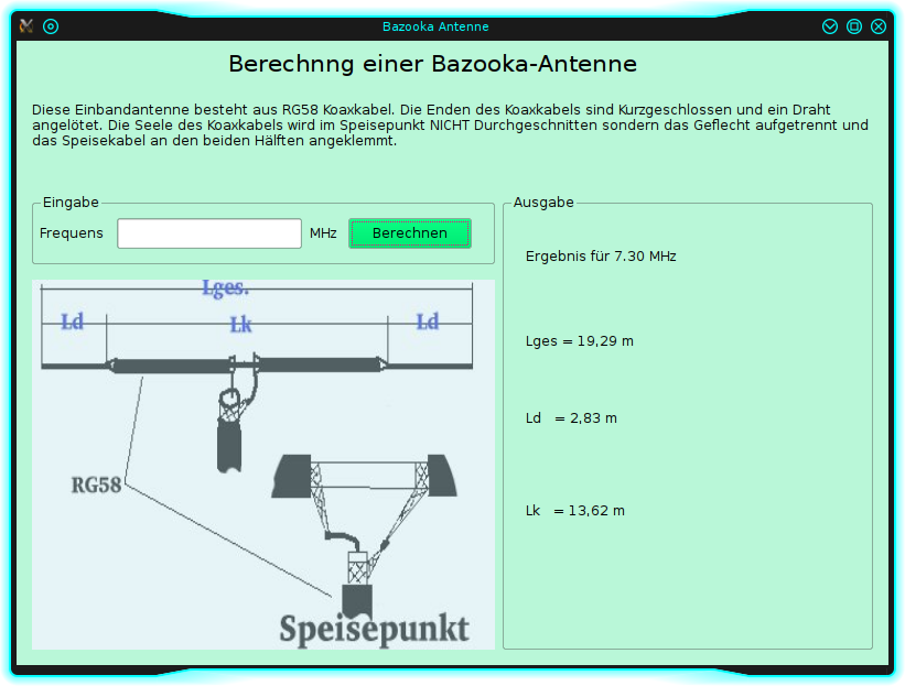 Bazooka Antennen Programm (Linux) | Amateurfunk mit DL8AAX